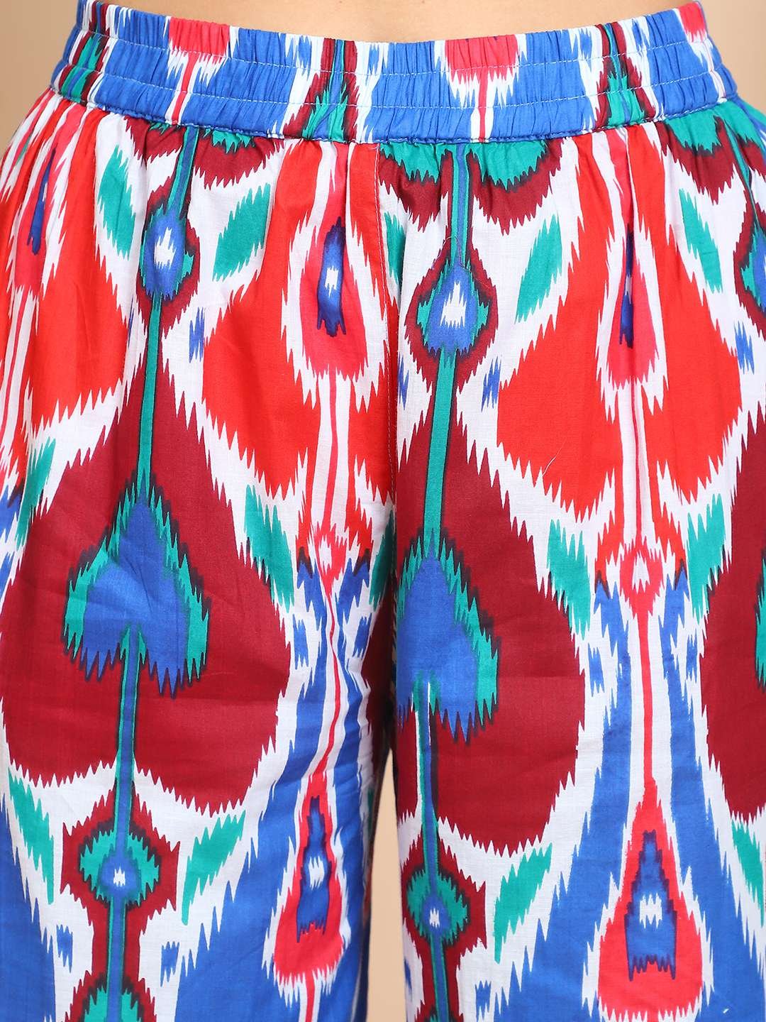 Women's Pure Cotton Printed Collared Top and Pant Co-ord Set (Multti Color5) - Image 7