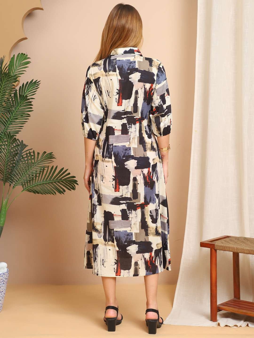 Women's Pure Cotton Printed Collared Top and Pant Co-ord Set (Multti Color6) - Image 2